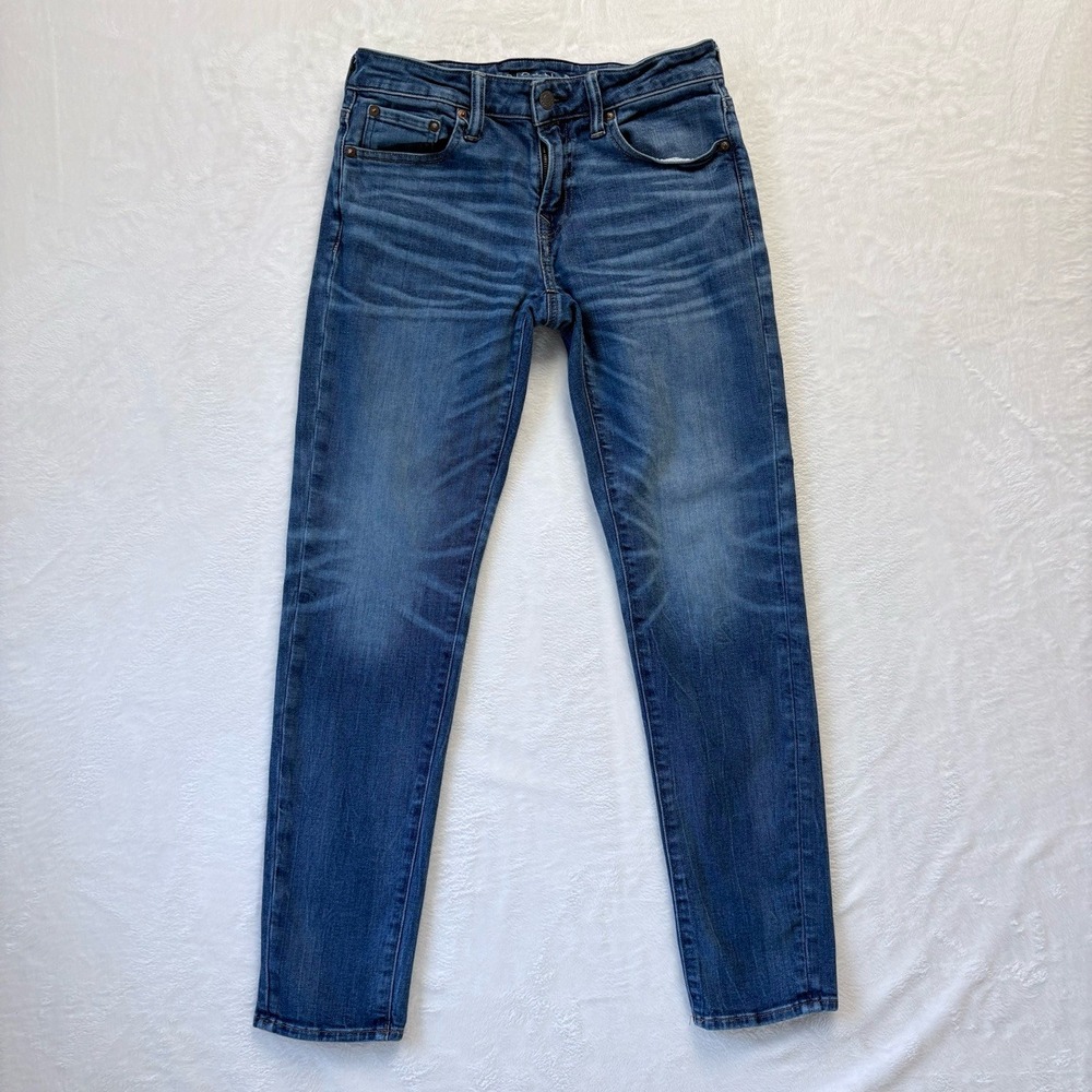 American Eagle Jeans Man 30 x 32 Blue AirFlex+ Skinny Whiskered Fade‎